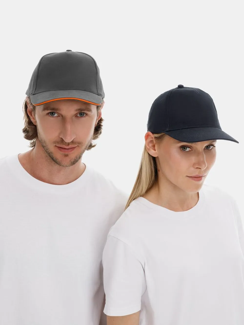 Бейсболка Long Beach, серая с оранжевым заказать онлайн с вашим дизайном на заказ в Москве и области