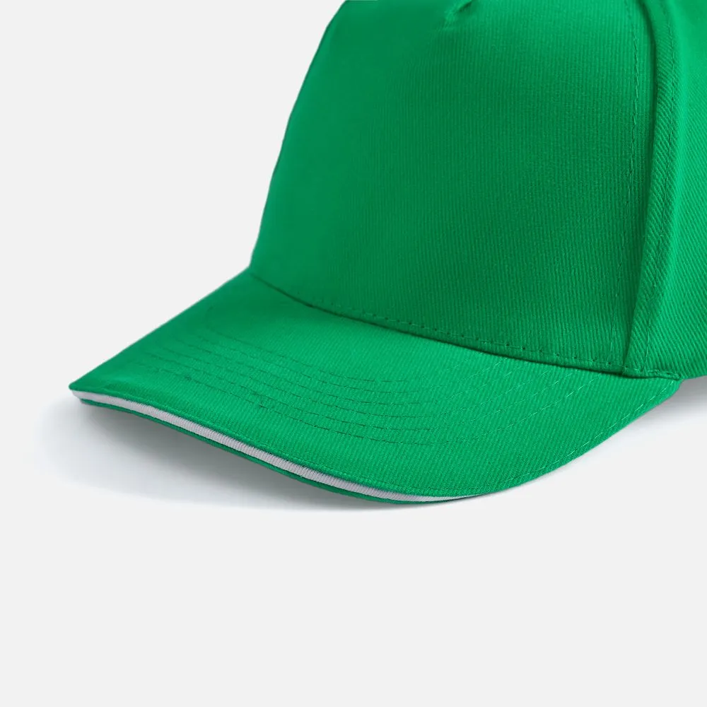 Бейсболка Long Beach, ярко-зеленая с белым заказать онлайн с вашим дизайном на заказ в Москве и области