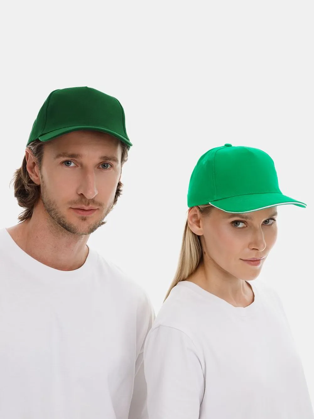 Бейсболка Long Beach, ярко-зеленая с белым заказать онлайн с вашим дизайном на заказ в Москве и области