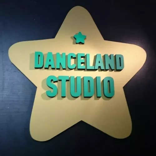 Табличка с фигурной резкой и объемными буквами для «Danceland Studio», г. Королёв и для вас на заказ в Москве, области, да где угодно!