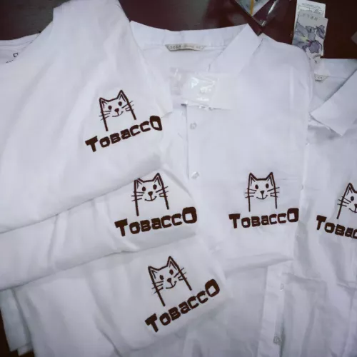 Вышивка на рубашках поло для «Tobacco», г. Королёв и для вас на заказ в Москве, области, да где угодно!