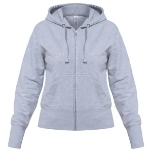 Толстовка женская Hooded Full Zip серый меланж заказать онлайн со своим дизайном в РПК КБ с доставкой и скидками
