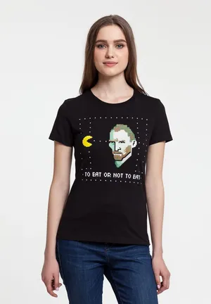 Футболка женская «Ван-Пакман», черная заказать онлайн со своим дизайном в РПК КБ с доставкой и скидками