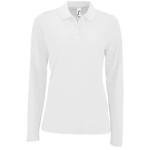 Рубашка поло женская с длинным рукавом Perfect LSL Women, белая заказать онлайн со своим дизайном в РПК КБ с доставкой и скидками