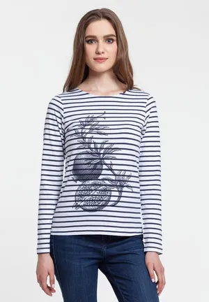 Футболка женская Grand Granat, белая с синим заказать онлайн со своим дизайном в РПК КБ с доставкой и скидками