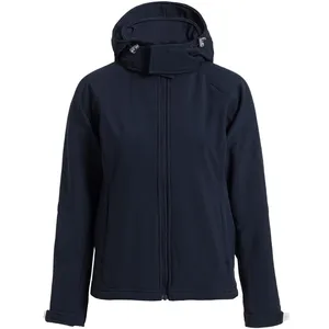 Куртка женская Hooded Softshell темно-синяя заказать онлайн со своим дизайном в РПК КБ с доставкой и скидками