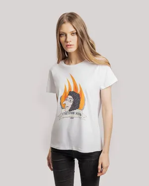 Футболка женская «Глаголом жечь», белая заказать онлайн со своим дизайном в РПК КБ с доставкой и скидками