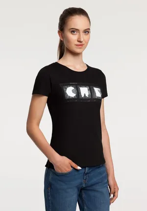 Футболка женская «Небо-душа», черная заказать онлайн со своим дизайном в РПК КБ с доставкой и скидками