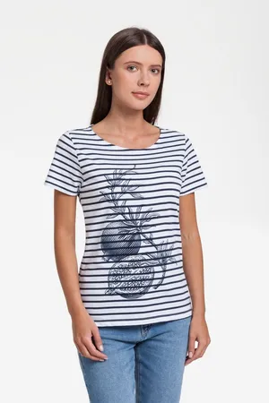 Футболка женская Grand Granat New, белая с синим заказать онлайн со своим дизайном в РПК КБ с доставкой и скидками