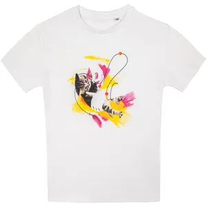 Футболка детская «Обними кота», белая заказать онлайн со своим дизайном в РПК КБ с доставкой и скидками