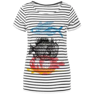 Футболка женская «Морские обитатели», белая с темно-синим заказать онлайн со своим дизайном в РПК КБ с доставкой и скидками