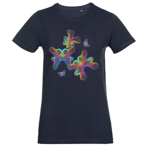 Футболка женская Butterflies, темно-синяя заказать онлайн со своим дизайном в РПК КБ с доставкой и скидками