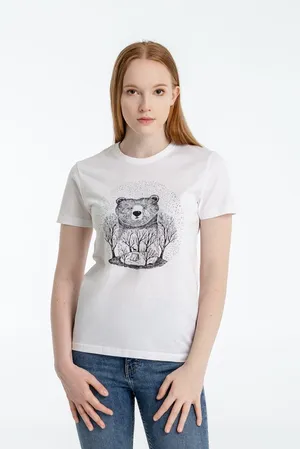 Футболка женская Bear, белая заказать онлайн со своим дизайном в РПК КБ с доставкой и скидками