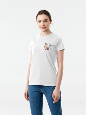 Футболка женская «Цветочная азбука: А», белая заказать онлайн со своим дизайном в РПК КБ с доставкой и скидками