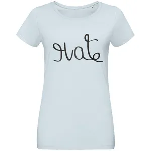 Футболка женская Hate-Love, голубая заказать онлайн со своим дизайном в РПК КБ с доставкой и скидками