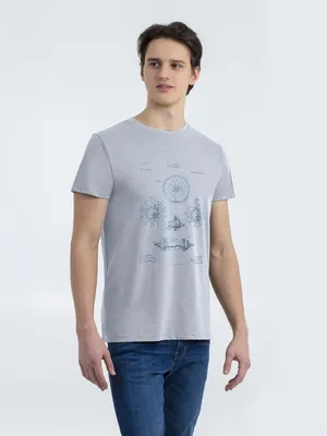 Футболка приталенная Old Patents. Wheel, голубой меланж заказать онлайн со своим дизайном в РПК КБ с доставкой и скидками