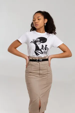 Футболка женская «Меламед. Nina Simone», белая заказать онлайн со своим дизайном в РПК КБ с доставкой и скидками