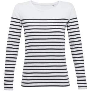 Футболка женская с длинным рукавом Matelot LSL Women, белая с синим заказать онлайн со своим дизайном в РПК КБ с доставкой и скидками