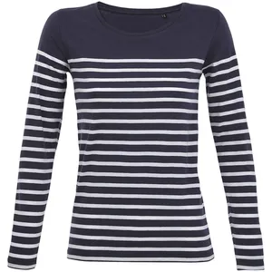 Футболка женская с длинным рукавом Matelot LSL Women, синяя с белым заказать онлайн со своим дизайном в РПК КБ с доставкой и скидками