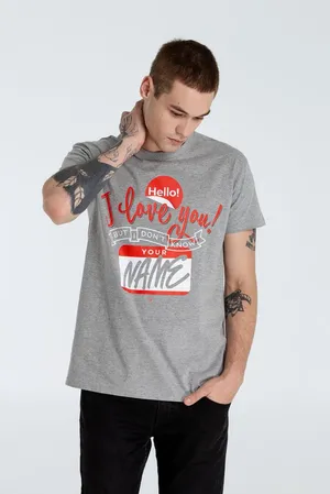 Футболка Hello! I Love You!, серый меланж заказать онлайн со своим дизайном в РПК КБ с доставкой и скидками