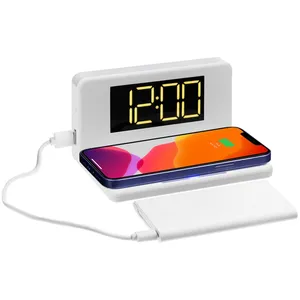 Часы настольные с беспроводным зарядным устройством Pitstop, белые заказать онлайн со своим дизайном в РПК КБ с доставкой и скидками