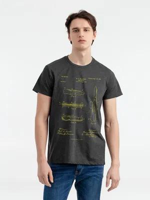 Футболка приталенная Old Patents. Knife, черный меланж заказать онлайн со своим дизайном в РПК КБ с доставкой и скидками