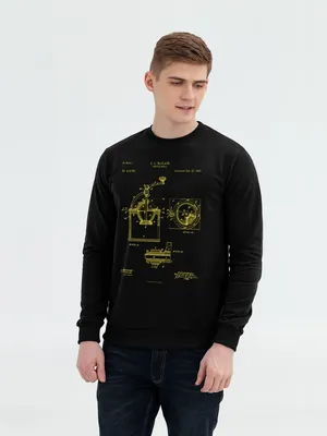 Свитшот Old Patents. Coffee Mill, черный заказать онлайн со своим дизайном в РПК КБ с доставкой и скидками