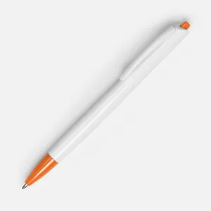 Ручка шариковая Tick, белая с оранжевым заказать онлайн со своим дизайном в РПК КБ с доставкой и скидками
