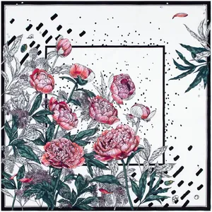 Платок шелковый Delicate, пионы заказать онлайн со своим дизайном в РПК КБ с доставкой и скидками