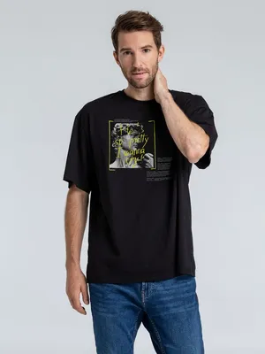 Футболка оверсайз «He is So Pretty. Давид», черная заказать онлайн со своим дизайном в РПК КБ с доставкой и скидками