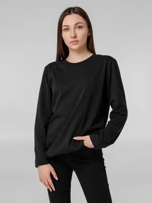 Футболка с длинным рукавом Lehta, черная заказать онлайн со своим дизайном в РПК КБ с доставкой и скидками