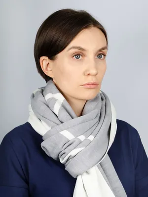 Шарф Bereg, молочный с серым заказать онлайн со своим дизайном в РПК КБ с доставкой и скидками