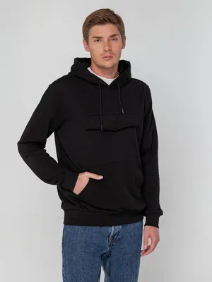 Заказать Худи унисекс с карманом на груди Chest Pocket, черное, размер XS/S с доставкой и скидками