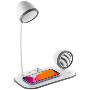 Лампа с колонкой и беспроводной зарядкой Flashback, белая заказать онлайн со своим дизайном в РПК КБ с доставкой и скидками