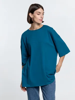 Футболка унисекс оверсайз Crosstown, бирюзовая (морская волна) заказать онлайн со своим дизайном в РПК КБ с доставкой и скидками