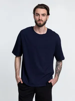 Футболка унисекс оверсайз Crosstown, темно-синяя заказать онлайн со своим дизайном в РПК КБ с доставкой и скидками