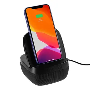 Колонка с беспроводной зарядкой Esca и подсветкой логотипа, черная заказать онлайн со своим дизайном в РПК КБ с доставкой и скидками