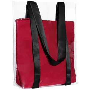 Шопер Clarity с красным органайзером, прозрачный заказать онлайн со своим дизайном в РПК КБ с доставкой и скидками