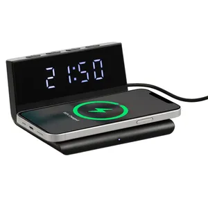 Станция беспроводной зарядки с часами Electron, ver.2, черная заказать онлайн со своим дизайном в РПК КБ с доставкой и скидками