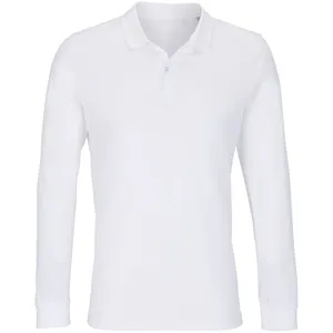 Рубашка поло унисекс с длинным рукавом Planet LSL, белая заказать онлайн со своим дизайном в РПК КБ с доставкой и скидками