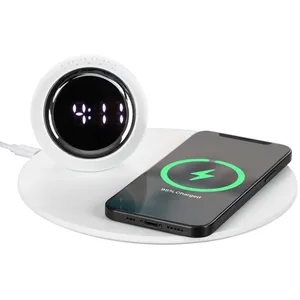 Станция беспроводной зарядки с часами и подсветкой GlobeBee, белая заказать онлайн со своим дизайном в РПК КБ с доставкой и скидками