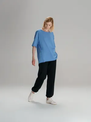 Футболка оверсайз унисекс Vozduh, синяя заказать онлайн со своим дизайном в РПК КБ с доставкой и скидками