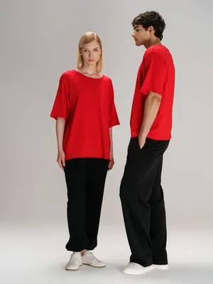 Футболка оверсайз унисекс Vozduh, красная заказать онлайн со своим дизайном в РПК КБ с доставкой и скидками