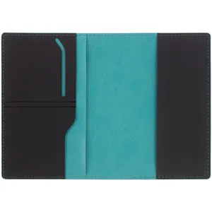 Обложка для паспорта Multimo, черная с бирюзовым заказать онлайн со своим дизайном в РПК КБ с доставкой и скидками