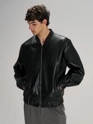 Бомбер из искусственной кожи Univer, черный заказать онлайн со своим дизайном в РПК КБ с доставкой и скидками
