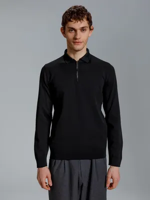 Рубашка поло мужская с длинным рукавом Terrazzo, черная заказать онлайн со своим дизайном в РПК КБ с доставкой и скидками