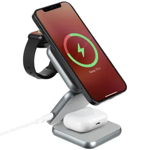 Складная станция беспроводной зарядки Terza, серебристая заказать онлайн со своим дизайном в РПК КБ с доставкой и скидками