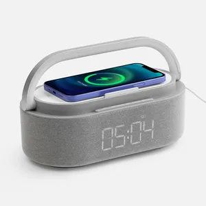 Колонка с часами и беспроводной зарядкой Veske ver.2, серая заказать онлайн со своим дизайном в РПК КБ с доставкой и скидками