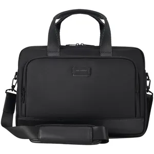 Сумка для ноутбука Santiago с кожаной отделкой, черная заказать онлайн со своим дизайном в РПК КБ с доставкой и скидками