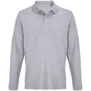 Рубашка поло унисекс с длинным рукавом Pacific LSL, серый меланж заказать онлайн со своим дизайном в РПК КБ с доставкой и скидками